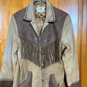 Skully Brown Fringe Studded Women's Jacket